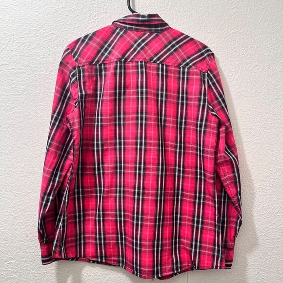 Gap The Fitted Boyfriend Pink Plaid Long Sleeve Button Down‎ Shirt Size M - Picture 2 of 5